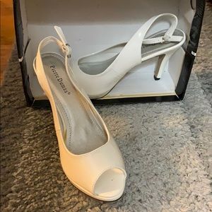 White sling back heels